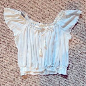 Blue tassel crop top